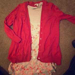 Button down sweater with tie and tank